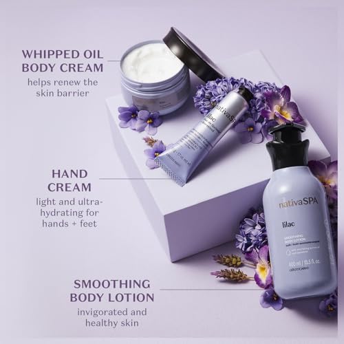 Nativa SPA Body Smoothing Lilac Bundle: Body Lotion (13.5oz) & Whipped Body Oil (6.1oz) with Nourishing Quinoa Oil + Bioretinol