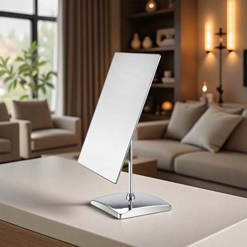 Surdy Large Table Desk Mirror with Stand for Office Desktop, Makeup Vanity and Bathroom Countertop - Personal Adjustable Face Mirror