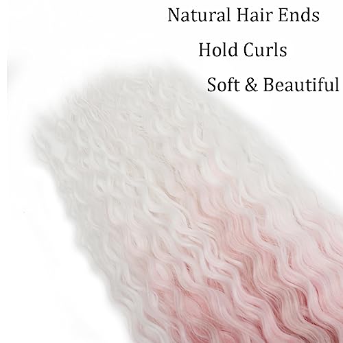 Ocean Wave Crochet Hair Extensions 30 Inch 3 Packs Blond Pink White