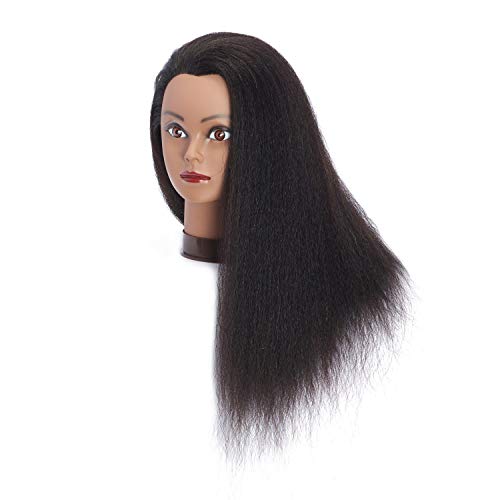 Headfix Mannequin Head with 100% Real Hair for Hairdressing Practice, Clamp Stand Included