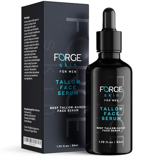 FORGE SKIN¢ç Night Beef Tallow Serum for Men [TALLOW-BASED] - Facial Essence for Face Wrinkles with Essential Oils - Natural Green Tea Skincare for Radiance and Skin Hydration (1.7 OZ)