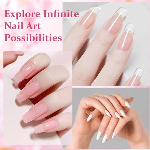 Acrylic Nail Kit with UV Lamp - White, Beginner Set with Polishes & Tools