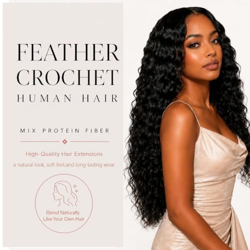 Jinhui Human Crochet Hair Feather Miracle Knots 18 Inch Black for Natural Styles