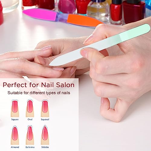 Lasnten 24 Pcs Crystal Glass Nail Files with Case Bulk Manicure for Women Mom Professional Glass Nail File Double Sided, Mothers Day 12 Colors