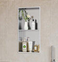 Brushed Stainless Steel 2-Tier Shower Niche 12x24 Inches - Easy Install