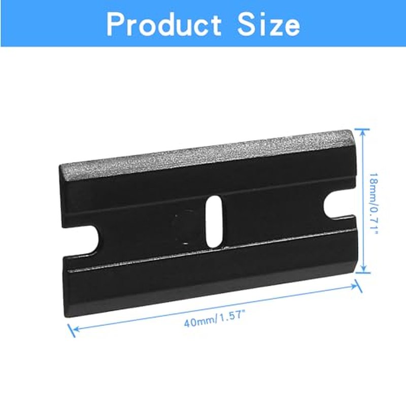 200pcs Plastic Razor Blades, Double Edged Plastic Blades, Safety Glass Scraper Blades for Cleaning Glass Removing Adhesive Residue(Black)