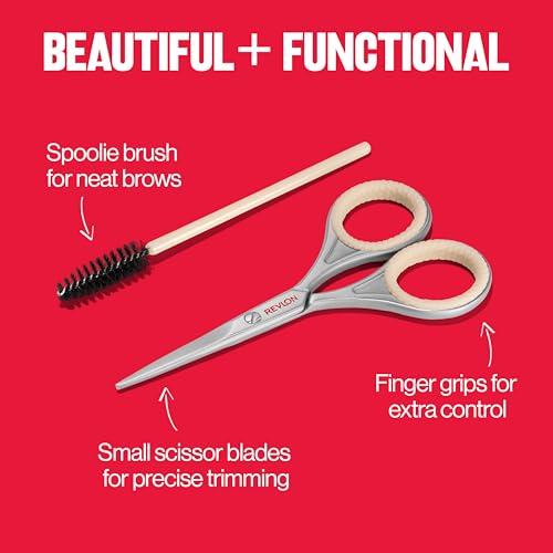 Revlon Designer Series Brow Set, Trimming and Shaping Eyebrow Kit with Scissors and Spoolie Brush, Easy to Use at Home or on The Go, 1 Count