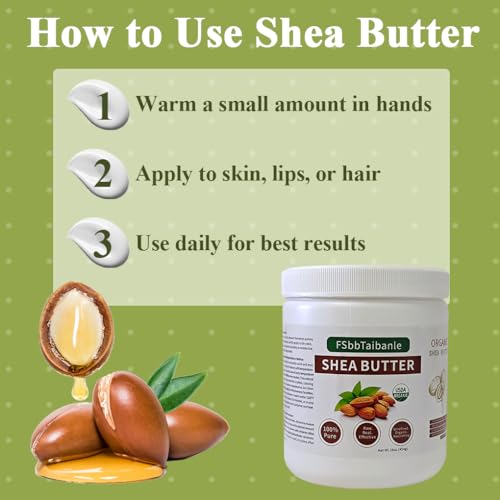 Unrefined Organic Shea Butter 16 oz - Natural Moisturizer for Skin & Hair