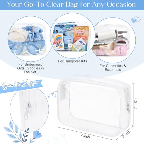 4 Sets Pearl Bridal Gift Set with Claw Clips Makeup Bag & Sunglasses - Blue