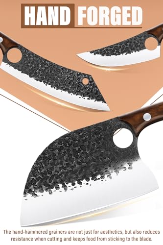 Purple Dragon 9-Piece Chef Knife & Butcher Knife Set with Carry Bag - High Carbon Steel, Full Tang, Portable Kitchen Cutlery