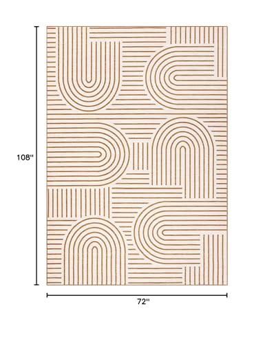 ROYHOME 6x9 Orange Washable Non-Slip Area Rug - Modern Rainbow Design