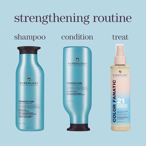 Pureology Strength Cure Shampoo & Conditioner Set 9 Fl Oz Pack of 2 - Sulfate-Free, Vegan, Damaged & Color-Treated Hair Care