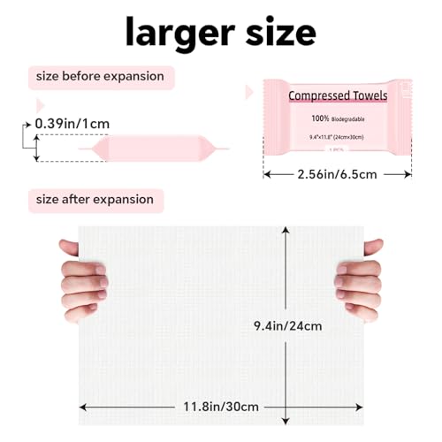 ICOTLE Compressed Towels 90 Pcs Pack of 3 - Portable Face Towelettes for Travel Camping Outdoor & Home Use