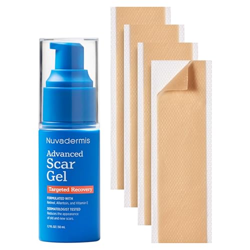 NUVADERMIS Silicone Scar Sheets & Scar Gel Kit for Post-Surgery & Acne Scars