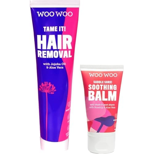 Tame It! Hair Removal Cream 100ml, Jojoba Aloe Vera - Saddle Sore! Soothing Moisturising Balm 50ml, Chamomile Rosehip Oil