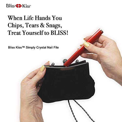 Bliss Kiss Simply Crystal Nail File - Large - Czech Glass - with case and Sleeve (Pack of 2)