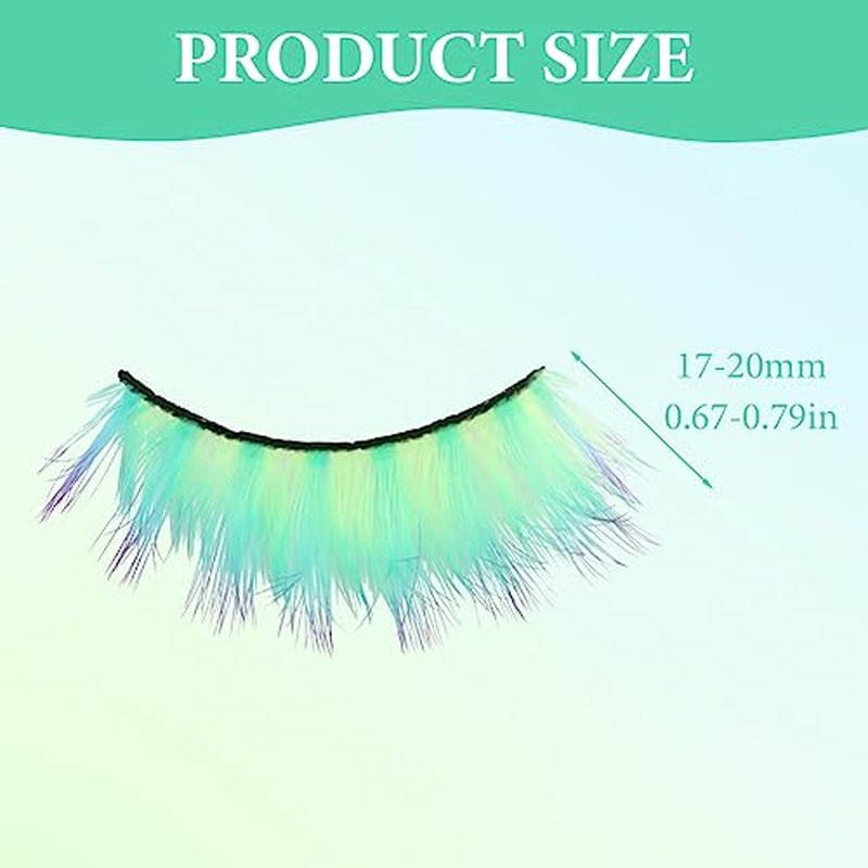 5 Pairs Charming False Eyelashes Fluorescence Glow In Dark For Women Reusable,Fluorescence Green False Eyelashes Wispy Dramatic Lashes Cat Eye Lashes(Fluorescent green)