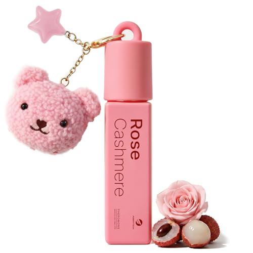 Purefittech Rose Cashmere Pheromone Perfume Roll-On with Bear Keychain, All-Day Fresh 10ml
