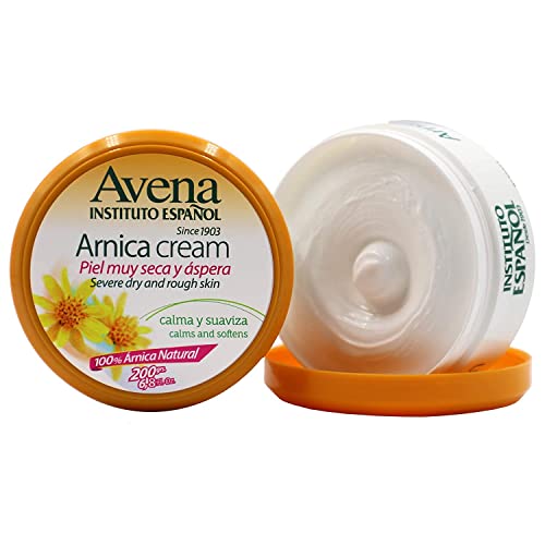Avena Instituto Espanol Arnica Cream, Severe Dry and Rough Skin, Calms and Softens, 100% Natural Arnica, 2-Pack of 6.8 FL Oz each, 2 Jars