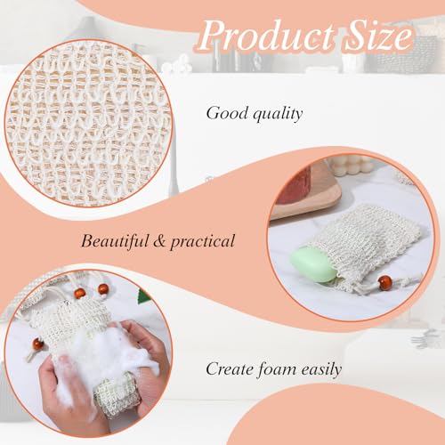 100 Pieces Sisal Soap Saver Bags Exfoliating Mesh Pouches for Bath and Shower