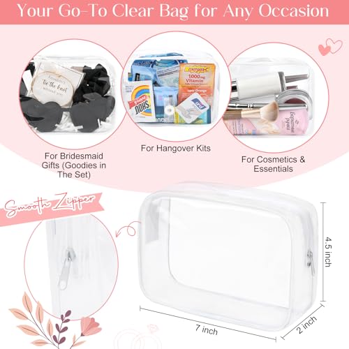 Bridesmaid Proposal Gift Set with Clear Makeup Bag, Scrunchies & Accessories - Black, 6 Sets
