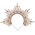 Handmade Spiked Halo Crown - Sun Goddess Headband with Zip Tie - Yellow