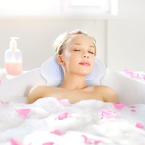 Bathtub Bath Pillow Headrest with Ergonomic TPE - Medium White