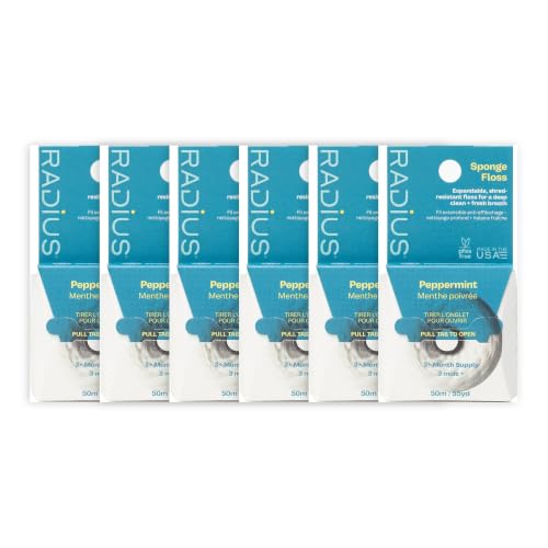 Vegan Sponge Floss for Sensitive Gums - Peppermint, Pack of 6
