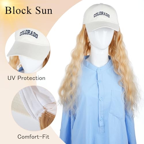 Black Baseball Cap Wig with Long Wavy Synthetic Hair - Brown, Variation of Black Cap, Brown