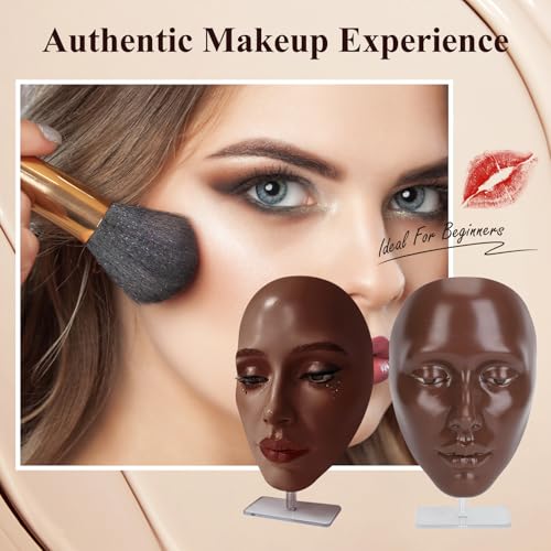 CHADWICK 5D makeup Practice Face Board, Silicone Makeup Mannequin Face, Reusable Beginner Practice Eye Makeup Face for Makeup Artist, Girl's Gift Or Professionals (Black)