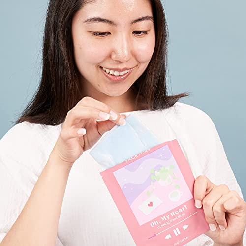 FACETORY Oh My Heart Heartleaf Face Mask Set - 10 Non-Tacky Sheet Masks for Oily & Acne-Prone Skin Variation of Oh My Heart