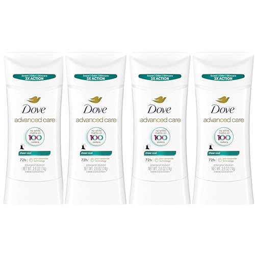 Dove Antiperspirant Deodorant Stick Sheer Cool 48H Protection Pack of 4