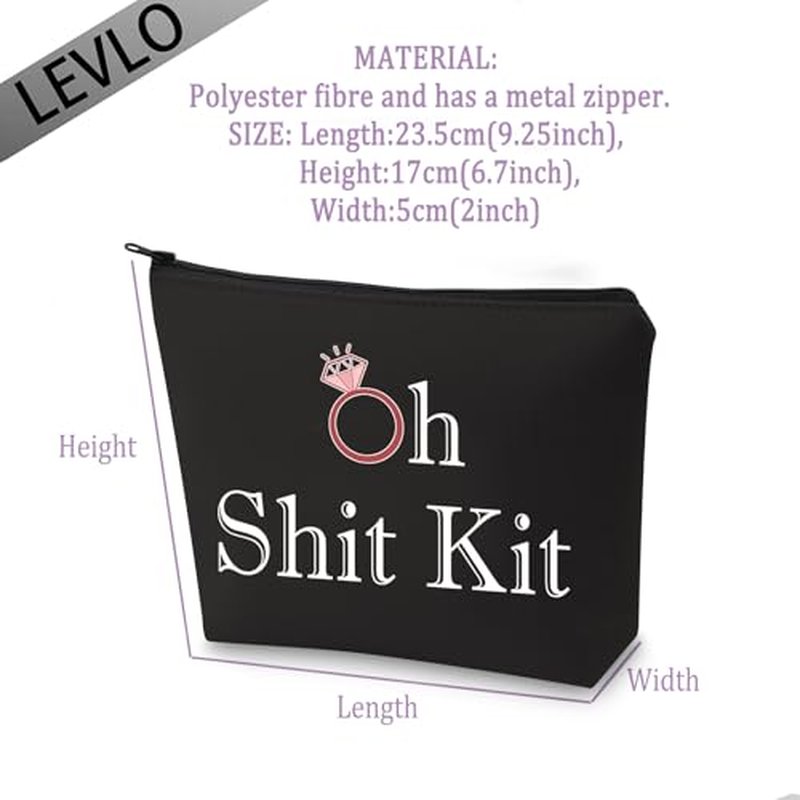 LEVLO Funny Bachelorette Kit Bags Bridal Shower Gift Oh Shit Kit Makeup Bag 2025 Wedding Party Cosmetic Bag Bridesmaid Makeup Pouch (Oh Shit Kit-balck)