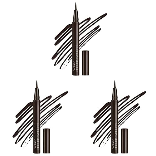 wet n wild Proline Felt Tip Eyeliner Dark Brown, .017z (Pack of 3)