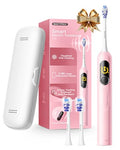 SAKYPRORAL Kids Electric Toothbrush Pink with Brushing Score & Timer - Ages 6-15, Soft Bristles, Rechargeable, Travel Case (1 Pack)
