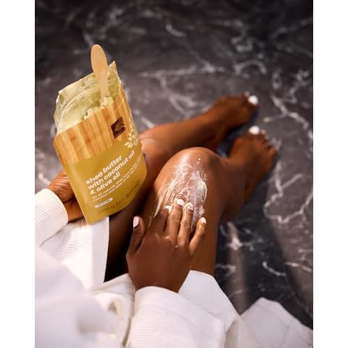 Raw Shea Butter with Coconut & Olive Oil - Vanilla & Coconut Scent. 100% Natural Whipped Ghana Shea Butter for Dry Skin, Hair & Body ? Pure, Handmade, Vegan, Eco-friendly, Skincare - 350g