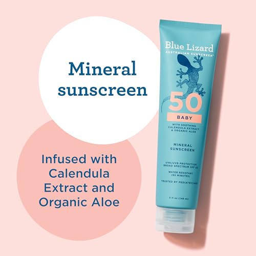 Blue Lizard Baby Mineral Sunscreen SPF 50+ Water-Resistant 5 Oz Tube Pack of 2 - Fragrance-Free