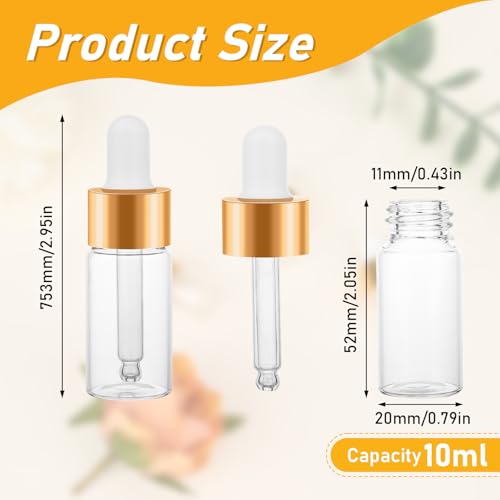 COTOM 100 Pack 10ml Mini Dropper Bottles for Essential Oils & Nail Care