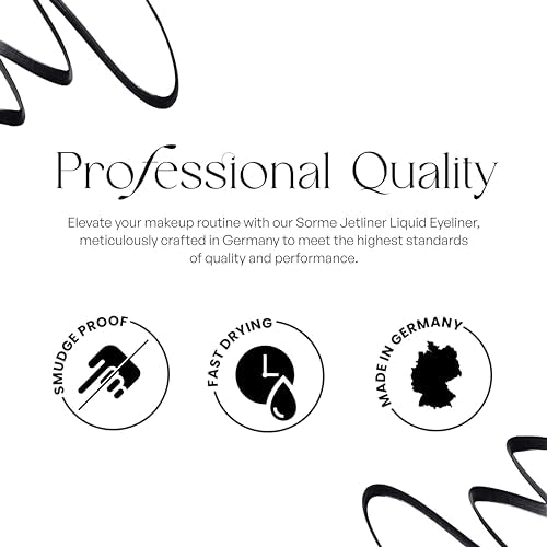 SORM? Jetliner Liquid Eyeliner - Fast Dry, No Smearing, Smudge Proof Eyeliner - Smooth & Stable Control Black Eye Liner - Long Lasting Natural Eyeliner - Perfect for Natural and Cat Eye Looks