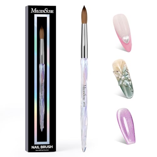 100% Kolinsky Acrylic Nail Brush - Transparent, Size 10, MelodySusie