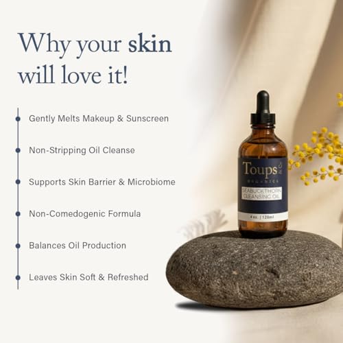 Toups & Co Seabuckthorn Cleansing Oil | Non-Comedogenic Cleanser & Makeup Remover | With Seabuckthorn, Jojoba & Castor Oil | Balances, Hydrates & Protects Skin Barrier | 2 oz