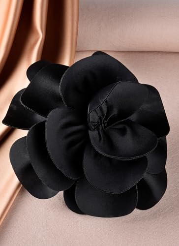 Black Large Flower Fascinator Headband for Weddings & Events - Elegant Tea Party Hat