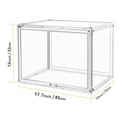 Large Clear Stackable Plastic Storage Bins with Door, Dustproof Figures Collectibles Display Case, Football & Motorcycle Helmet Showcase, Basketball, Memorabilia Organizer Box (XL, Count, 1)