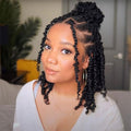 LOS MOEER 8 Pack Passion Twist Crochet Hair 10 Inch 1B Pre-Twisted Soft Lightweight