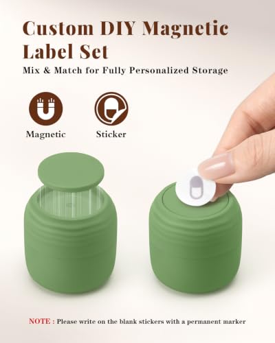 Lotour Matcha Green Travel Toiletry Containers 6-Pack - Full Routine Set with Labels