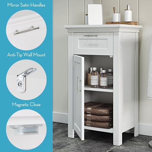 Floor Storage Cabinet with Single Door - White, Somerset Collection - RiverRidge