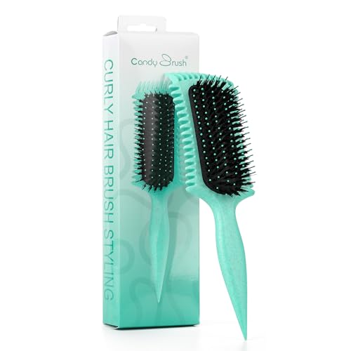 Candy Brush Curl Defining Hair Brush Green - Detangling & Styling for All Hair Types