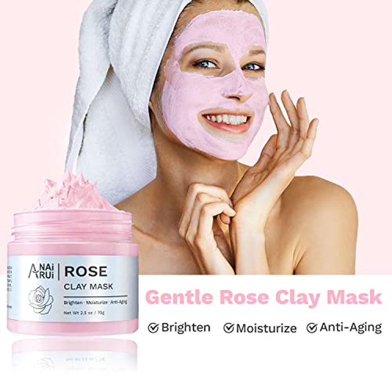 ANAI RUI SPA Mask Set-Turmeric Clay Mask,Green Tea Mask,Rose Clay Mask and Dead Sea Mud Mask for Facial Mask for Deep Cleansing, Moisturizing and Pore Cleansing Total 140g