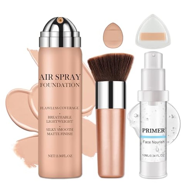 CAHIUYOA AirBrush Spray Foundation Makeup Silky Full Coverage Airbrush Flawless Foundation for Mature Skin,Long Lasting Natural Matte Finish Air Brush Makeup Foundation - 01 Natural/Warm Porcelain