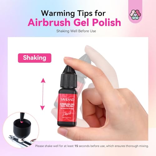 SAVILAND Airbrush Gel Nail Polish Hema-Free: Dilution-Free 12 Vitality Colors Airbrush for Nails Set Non-Acetone with Fine Mist Nail for Spray French & Ombre Nail Polish Nail Art Design Salon Kit